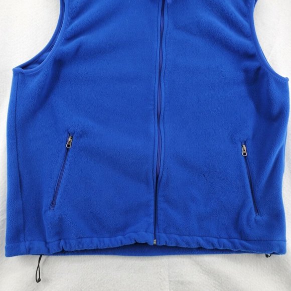 LAND'S END Vest Men's Full Zip Fleece Blue Mock Neck Zipper Pockets Size Reg XXL - Picture 3 of 11